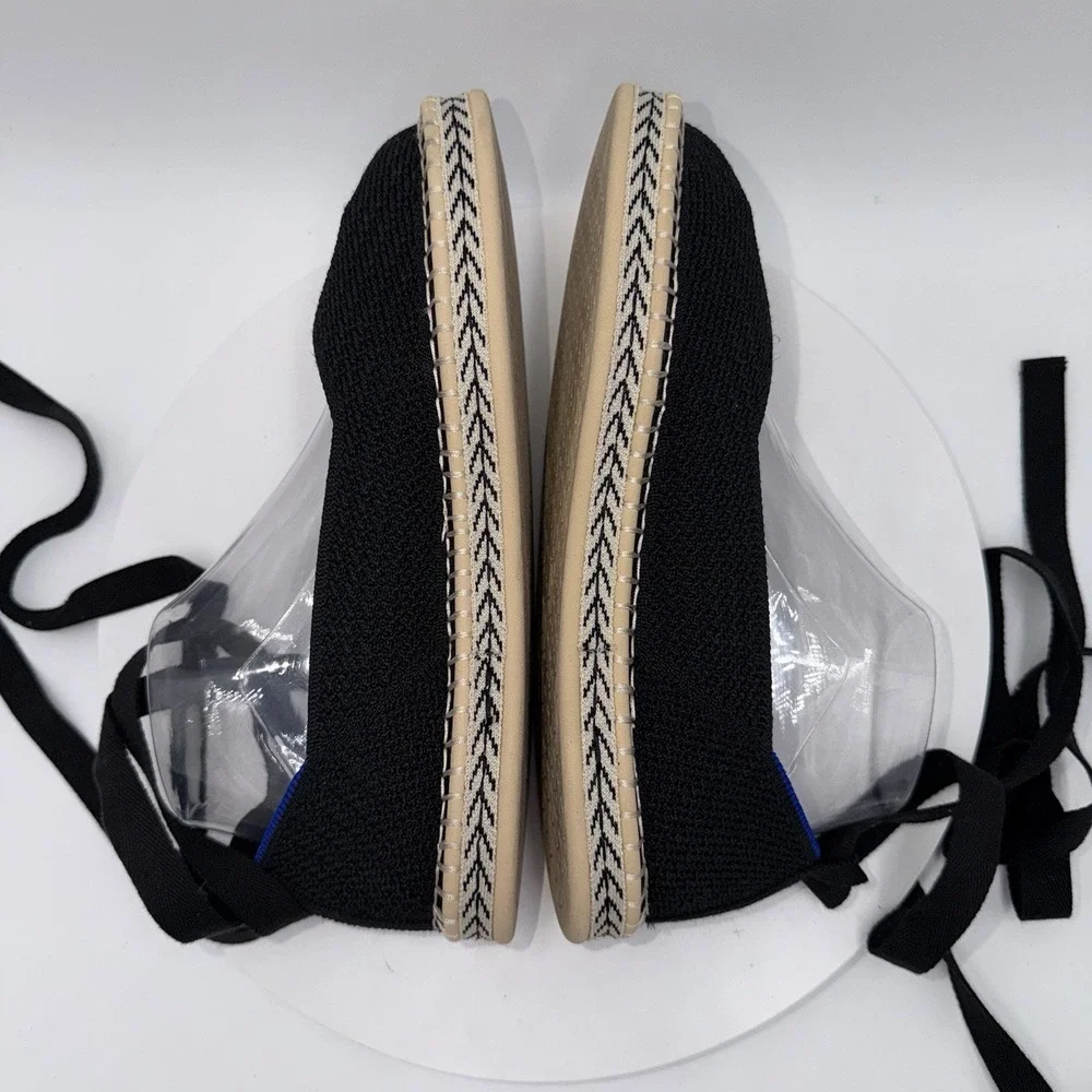 Rothy's The Espadrille Black Lace Up Shoes Size 9.5